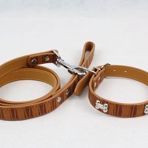 Safari Brown Dog Collar and Leash Matching Set